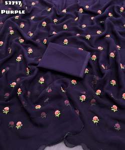 ผ้าซารีผ้าไหมจอร์เจียต์แท้แบบดั้งเดิมของอินเดียสำหรับผู้หญิง ดีไซน์ล่าสุด พร้อมงานปักลายบุตติทั่วผืน มีสินค้าในสต็อก - Product Image 2