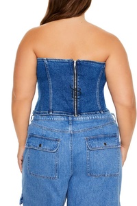 Top de tubo de mezclilla reelaborado de talla grande, recién llegado, Top de tubo de mezclilla transpirable, Top de tubo de mujer personalizado a un precio barato - Product Image 4