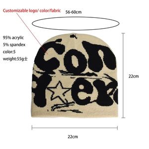 Bonnet d'hiver en tricot gothique jacquard personnalisé sans manchette broderie 3D bas quantité minimale de commande impression de logo pour adultes usage quotidien cyclisme hiver - Product Image 4