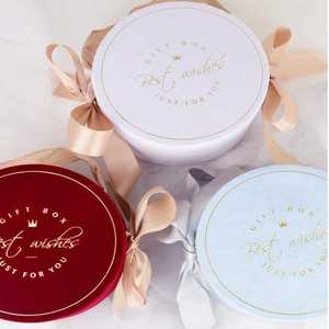 Caja de Regalo Cilíndrica con Estampado Dorado, Caja de Embalaje de Cartón Kraft, Cinta, Dulces, Flores, Boda de Alta Gama, Terciopelo Hecho a Mano, Redonda - Product Image 5