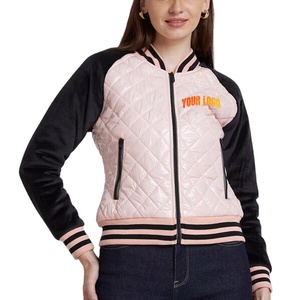 2025 nueva chaqueta universitaria de alta calidad para mujer, chaqueta universitaria de béisbol informal de tendencia personalizada con manga de cuero bordada personalizada para mujer - Product Image 1