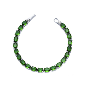 Oval Cut Emerald CZ Stones Jewelry Turco hecho a mano al por mayor 925 Sterling Silver Tennis Bracelet - Product Image 1