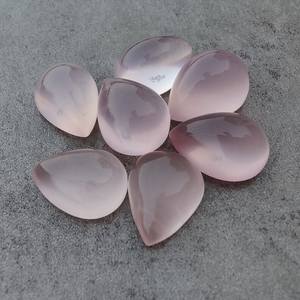 ลูกแพร์โรสควอตซ์ธรรมชาติขัดเงาขนาด4x6มม. ถึง20x30มม. พลอยหลวมด้านหลังแบนสำหรับทำเครื่องประดับต่างหูสตั๊ด - Product Image 4