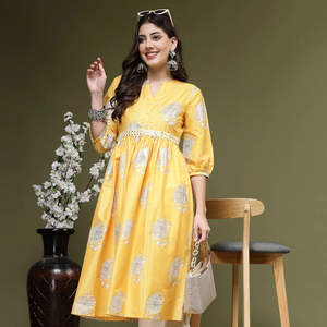 Colección de diseñador exclusivo Ropa étnica india tradicional Kurti de algodón puro con juegos Palazzo del fabricante indio a granel - Product Image 1