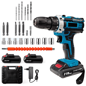 21V Cordless Drill <b>Brush</b> Motor Keyless Chuck Variable Speed 32mm Drilling <b>Power</b> Drill with Case and Bits - Product Image 2