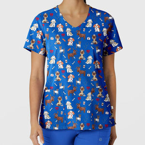 เสื้อสครับสำหรับผู้หญิงเสื้อเครื่องแบบแพทย์ผ้าคอตตอนยืดพิมพ์ลายได้เสื้อคลุมแพทย์สำหรับใช้ในโรงพยาบาล - Product Image 4