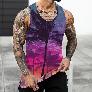 Camiseta sin mangas con estilo de sublimación 3D 2025 algodón orgánico para hombre, ropa para correr, camisetas transpirables para correr de calidad superior - Product Image 3