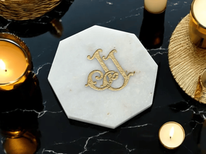 Posavasos hexagonales de piedra con nombre personalizado de diseño clásico único directo del fabricante, alfombrillas y almohadillas de 5mm de espesor para regalar - Product Image 4