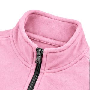 Sudadera de forro polar micro con media cremallera, rosa claro, texturizada, de manga larga y cuello alto, para hombre, venta al por mayor, ropa personalizada OEM - Product Image 3