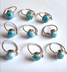 12x10mm Lisse Lâche Larimar Ovale Cabochon Gemmes Bague en Argent Sterling 925 Lunette Réglage IGI Certifié pour les Mariages - Product Image 1