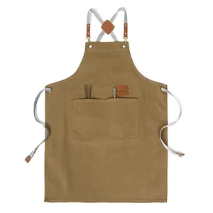 Önlük su geçirmez pişirme moda önlük yetişkin iş elbiseleri mutfak aksesuarları % 100% pamuk logosu özel mutfak önlük