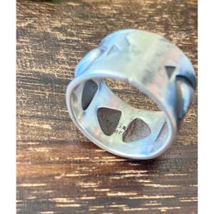 Alex Sanchez Stylish <b>Adjustable</b> Sterling Silver <b>Ring</b> Trendy Geometric Design with Inlay Size 8 for Fashionable Gift - Product Image 5