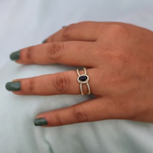 Bague ovale en onyx noir ovale 6x4mm or jaune vermeil, bague de fiançailles en pierres précieuses fines, bijoux de mariage pour femmes, nouveauté - Product Image 5