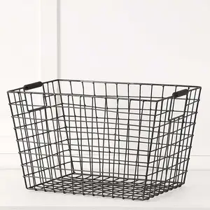 Customized Design Mesh Wire Black Coated Home Storage Basket Kitchen Utensil Organizer and Makeup Tool Organized