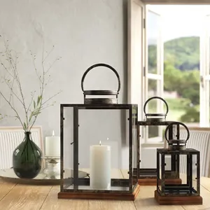 Lanterne à revêtement en poudre grise au Design Antique, lanternes à bougie en métal pour la décoration de la maison, lanterne suspendue de Style Vintage - Product Image 2