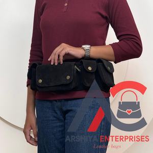 New Custom Vintage Daily Style Suede Leather Waist Utility <b>Belt</b> Bag with 6 Pockets Unisex Minimalist Bum Bag Cheap Price - Product Image 1