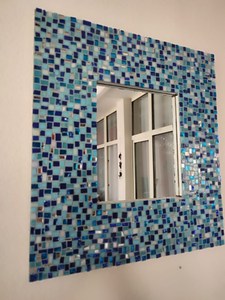 Espejo de pared de mosaico azul de diseño moderno personalizado espejo de pared de decoración única - Product Image 5