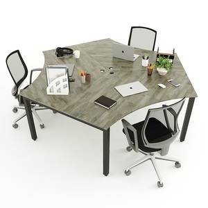 ชุดโต๊ะทำงาน 3 ชิ้นสไตล์ร่วมสมัยพร้อมเบาะนั่งหุ้มเบาะและขาเหล็ก - Product Image 2