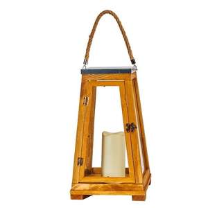 Farol Colgante de Madera Natural Color Marrón para Bodas y Decoración de Mesa, Faroles de Vela Hechos a Mano en India - Product Image 1