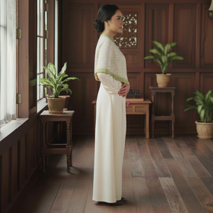 ชุดเคบายะสไตล์วินเทจสุดฮิตปี 2025 ลายเรขาคณิตพิมพ์บนผ้าเครปซีลอน รีดง่าย เป็นมิตรกับสิ่งแวดล้อม มีสินค้าพร้อมส่ง - Product Image 5