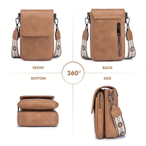 Portafoglio in Pelle con Tre Scomparti e Slot per Carte, Borsa a Tracolla per <span class=keywords><strong>Cellulare</strong></span> da Donna - Product Image 4