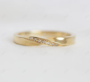 Prix de gros plaqué or jaune massif diamant naturel torsadé large bague de mariage Mobius pour les femmes faites à la main en Inde - Product Image 2