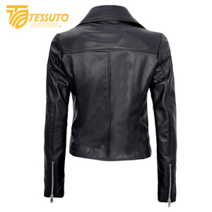 100% <b>Real</b> <b>Leather</b> Women's Winter Racer <b>Jacket</b> New Casual & Stylish Breathable Stand Collar in Premium Packaging - Product Image 4