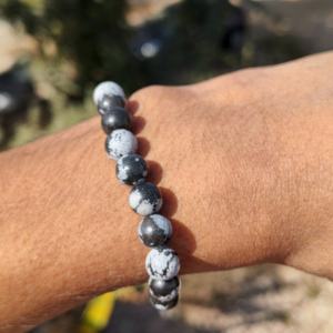 Bracelet ajustable en argent plaqué pour femmes, style classique, perles de pierre de 8 mm, inspiré du bouddhisme géométrique, pour les occasions de cadeaux - Product Image 3