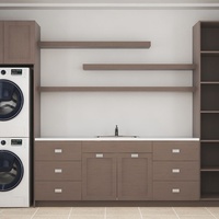 Meuble de salle de bain et buanderie autoportant Senger de haute qualité, moderne et minimaliste, étanche, avec évier et espace pour machine à laver