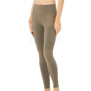 Leggings pour femmes de haute qualité, taille élastique personnalisée, respirants, en spandex/nylon, couleur unie, séchage rapide, longueur totale - Product Image 1