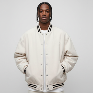 Veste longue de baseball pour homme en laine 100% OEM/ODM, logo brodé personnalisé, imperméable, respirante, streetwear - Product Image 5