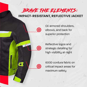 Chaqueta de motocicleta de alta calidad para hombre, tela de poliéster Cordura duradera, armadura CE certificada, chaqueta de montar de aventura con múltiples bolsillos - Product Image 3