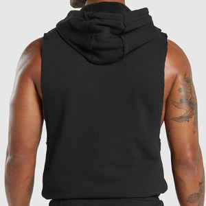 Drop Arm Hoodie para hombres Bamboo Cotton Sudaderas sin mangas Sudadera con capucha para hombres Organic Terry Hooded Tank Top - Product Image 5