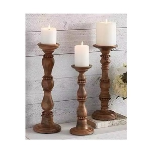 Vente en gros de bougeoirs de style luxueux en bois de manguier massif pour la décoration de la maison lot de 3 bougeoirs personnalisés en bois fini bronze - Product Image 4