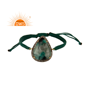 Último diseño de plata esterlina diamante natural y piedra preciosa Esmeralda macramé joyería personalizada para mujeres regalo para ella - Product Image 1