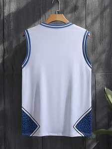 Sporsity Hombres Casual Rayas Cuello redondo Camiseta sin mangas Transpirable Impreso Baloncesto Jersey Tallas grandes Conjunto de verano - Product Image 3