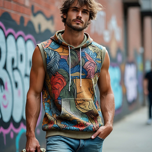 Sublimación Gym Wear Sin mangas Tank Hood Hombres Entrenamiento Fitness Tank Top Pullover Sublimación personalizada Singlet Top Hombres - Product Image 6