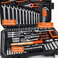 Juego de Herramientas Mecánicas de Alta Resistencia de 131 Piezas con Caja de Almacenamiento para Llaves Allen, Puntas de Destornillador y Martillo, Ideal para Garaje, Taller y Hogar