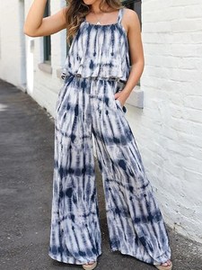 Combinaison de yoga vintage traditionnelle pour femme, tie-dye, pour mariage, bretelles spaghetti, séchage rapide, polyester/rayonne - Product Image 3