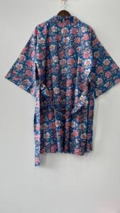 เสื้อคลุมอาบน้ำสไตล์โบฮีเมียนทำจากผ้าฝ้าย100% ชุดคลุมลายดอกไม้สีชมพูสีฟ้าหรูหราน้ำหนักเบาชุดของขวัญสำหรับคริสต์มาส - Product Image 5