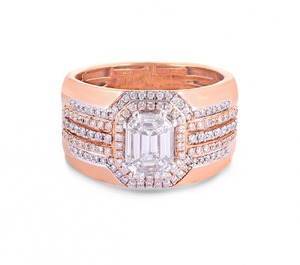 14K Solid Gold <b>Emerald</b> Cut Diamond Halo <b>Ring</b> Lab Grown & Natural Options D to G Color IF to SI2 Clarity Engagement Jewelry - Product Image 1