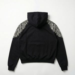 Sweat à capuche pour homme en polaire polyester/coton de haute qualité, broderie 3D en strass, poids lourd 350 g/m², logo en cristal personnalisé, coupe classique - Product Image 2