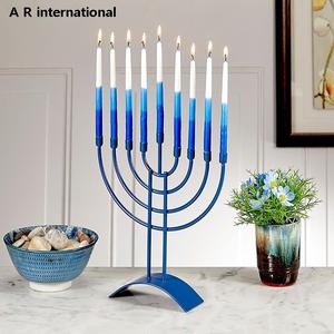 Haute demande, Menorah portable à 9 branches en métal argenté, Porte-bougie, Cadeau religieux juif, Lanterne Judaica de haute qualité - Product Image 6