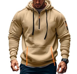 Latest Fashion Oversized Drop Shoulder 100% Cotton Pullover <b>Hoodie</b> for Men Custom Heavyweight Half Zip up <b>Hoodie</b> <b>Plain</b> Design - Product Image 2