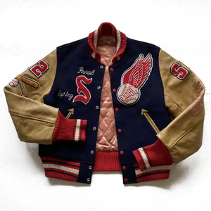 OEM personalizado de los hombres de la Universidad Varsity chaqueta Chenille bordado Bomber Varsity béisbol PU chaqueta de cuero para los hombres - Product Image 1