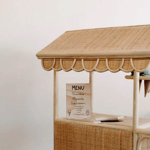 Chariot à glaces en rotin unique fait à la main pour enfants, jeu de cuisine pour enfants, 100% sécurité, fabriqué au Vietnam - Product Image 3