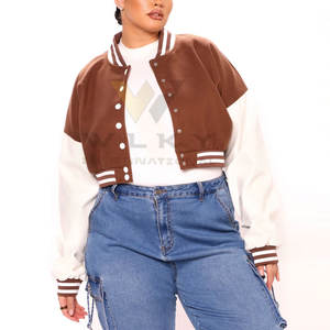 Vestes Lettermen pour femmes de haute qualité dernière conception avec col montant traitement tricoté caractéristique respirante vente en ligne - Product Image 5