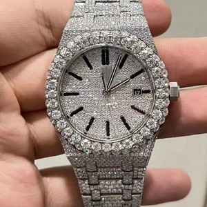 Joyería más vendida con diamantes cultivados en laboratorio de Hip Hop totalmente helados y reloj de pulsera de moda para hombre de acero inoxidable personalizado - Product Image 2
