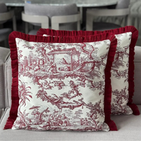 Doppelseitig Bedruckter Gewebter Raschel-Stoff Vintage Dekorativer Quasten-Kissenbezug 43x43cm Luxuriöser Boho Zierkissenbezug