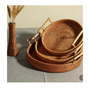 Plateau en rotin tissé à la main, panier en rotin, avec matériau écologique, de conception élégante, pour l'exportation - Product Image 1